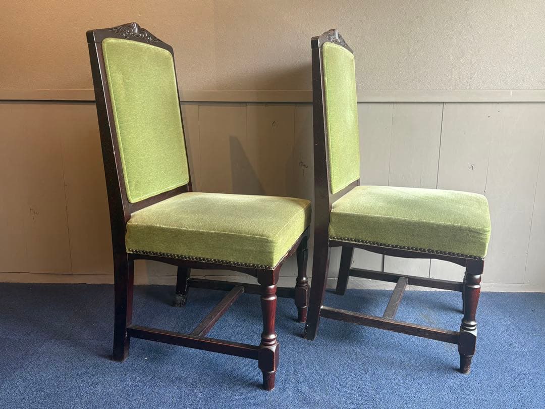 緑色のクラシックダイニングチェア2脚セット チェア③ アンティーク