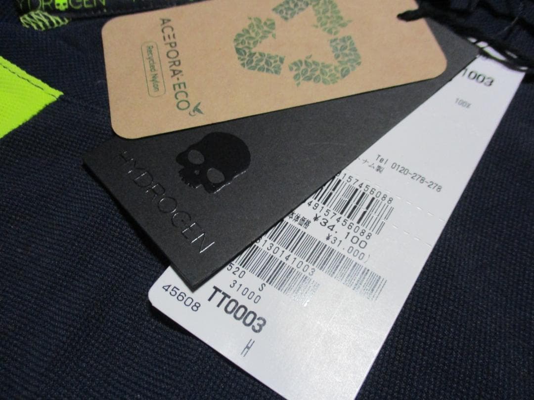 【ハイドロゲン・テニス】インレイ・テックＴシャツ★未使用★S★ネイビー×イエロー