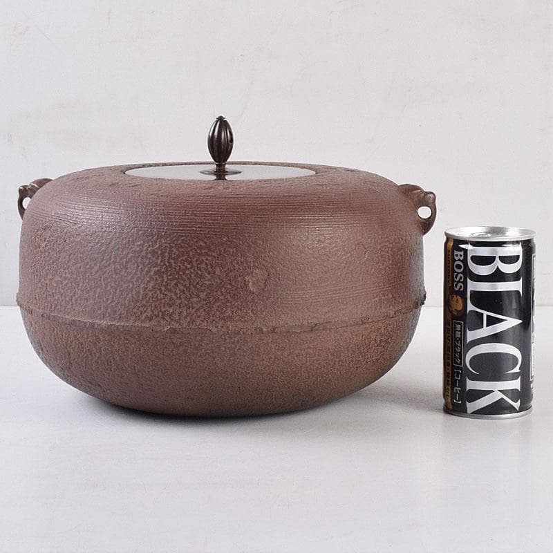 煎茶道具　佐藤浄清作　了々斎好　刷毛目　風炉釜　鉄釜　共布共箱　M　R9052H