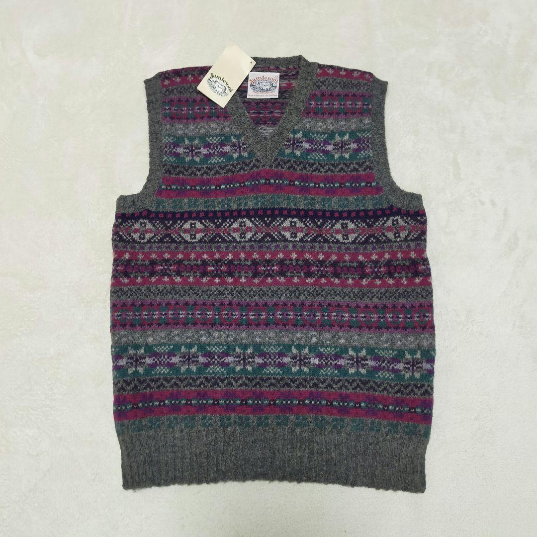 未使用品　Jamieson's　フェアアイル柄　ニットベスト　М