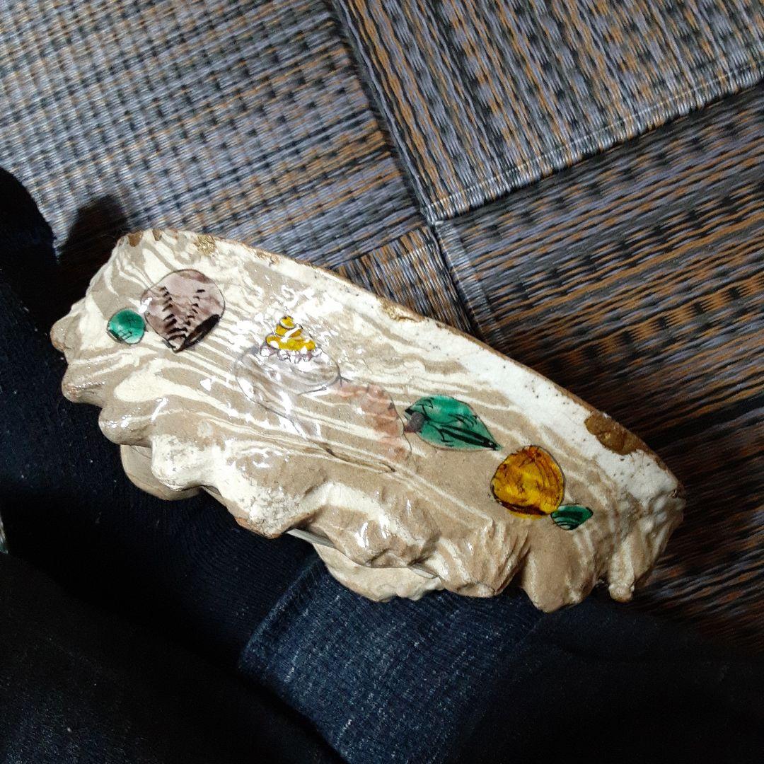 古い伊万里色絵鮑変形皿/金継江戸明治骨壷/手描五十三次囃子大原女/栄螺貝大鉢皿