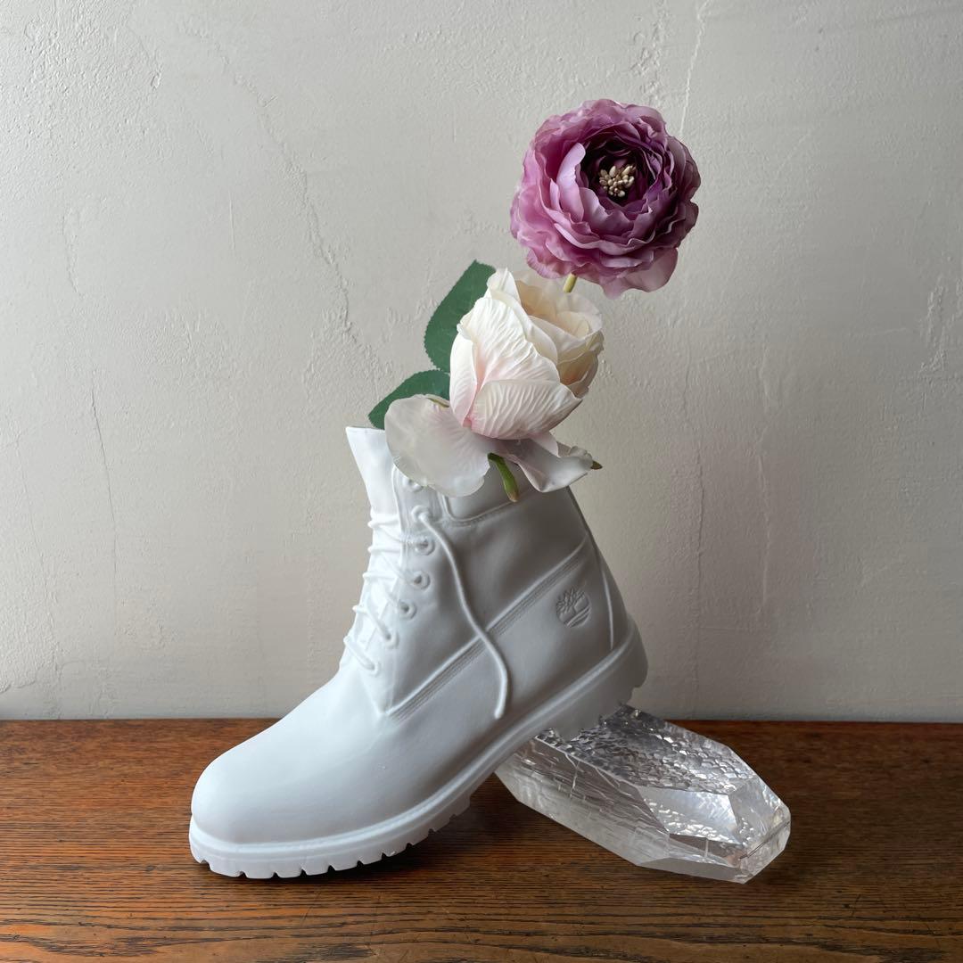 ティンバーランド　オリジナル　イエローブーツ　オブジェ　花瓶　陶器　白