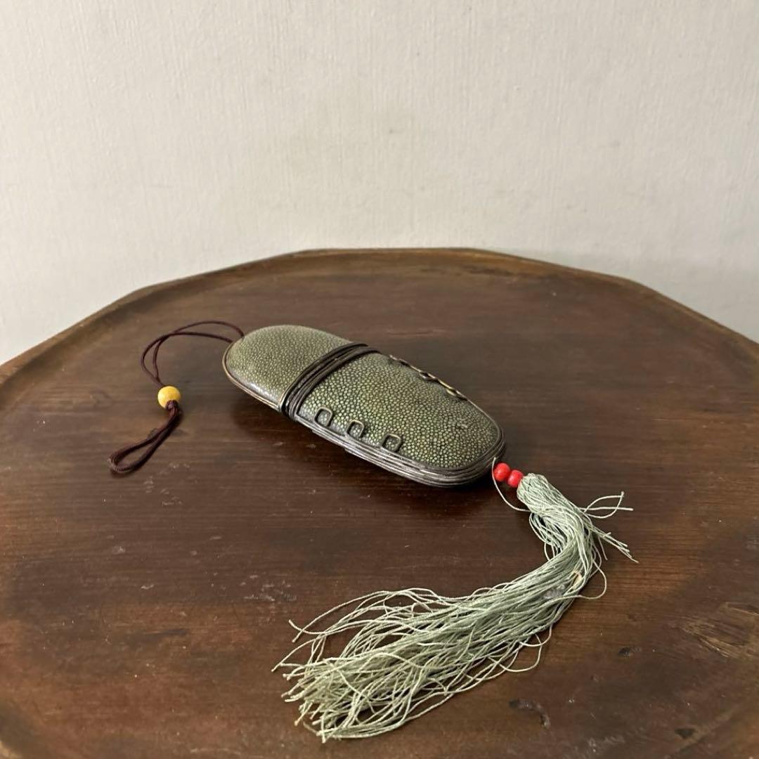 李朝時代後期 眼鏡匣 鮫皮　朝鮮王朝　アンティーク　韓国骨董　古道具　清朝