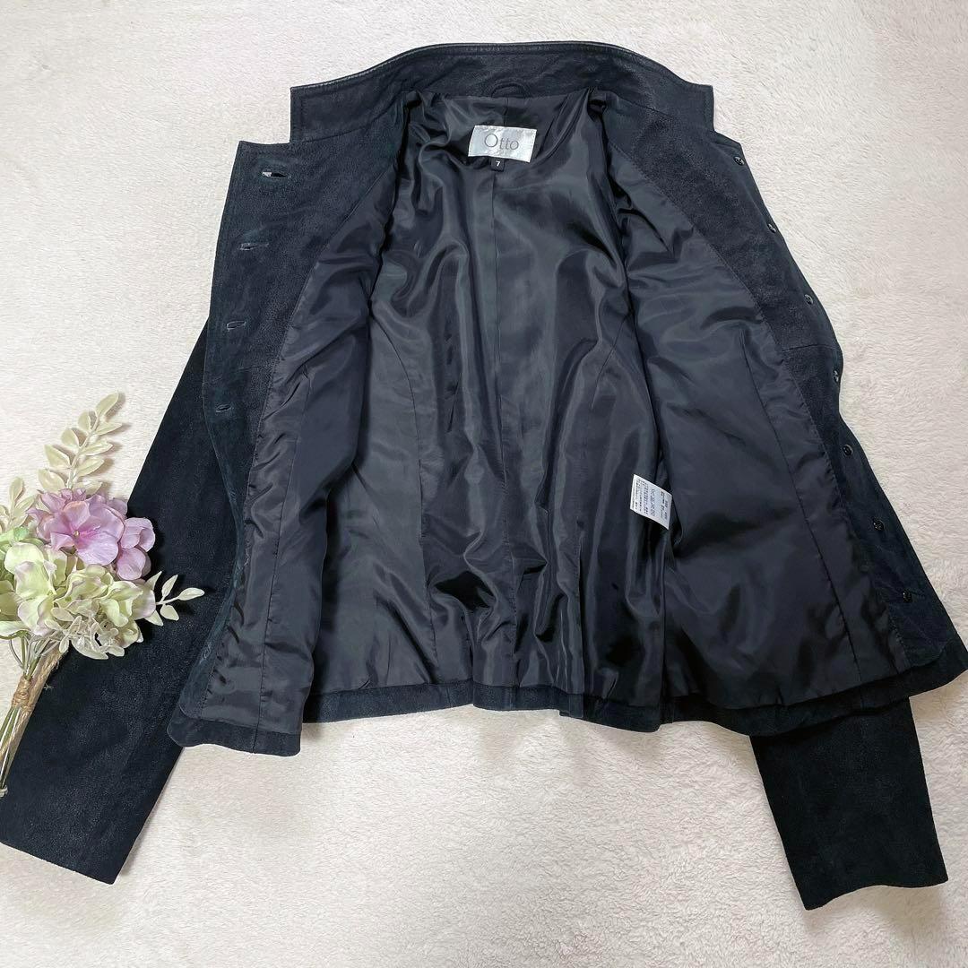 【Otto】オットー レザージャケット 豚革 本革 スタンドネック 黒 ボタン