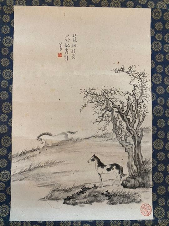 中国絵 馬図 肉筆 溥儒