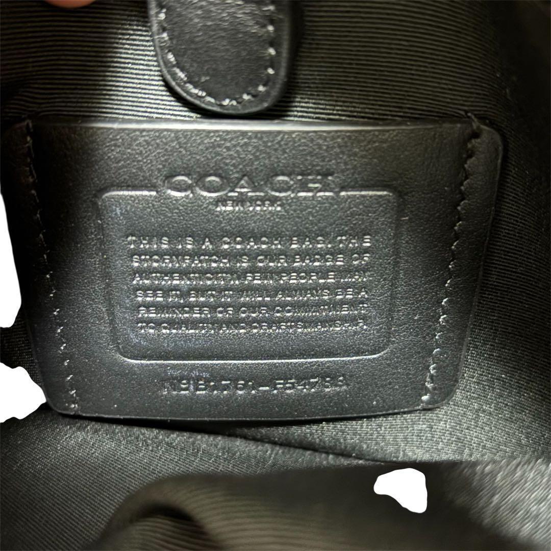 【美品】コーチ ショルダーバッグ シグネチャー サコッシュ PVCレザー 黒