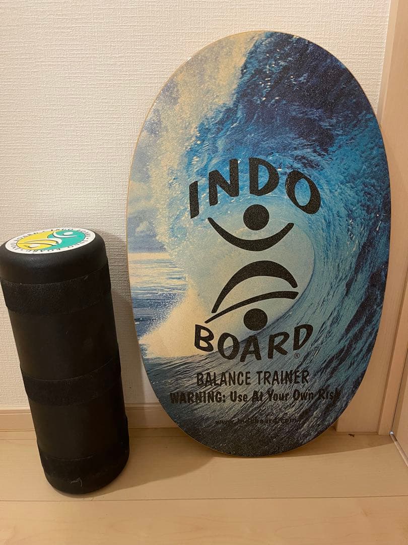 INDO BOARD バランスボード 木製 波デザイン 付属ローラー付き