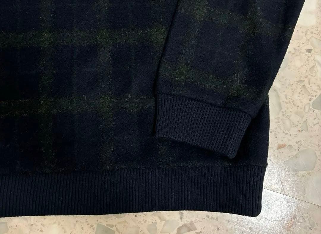 A.P.C. Mメンズ クルーネック　ウール　長袖スウェット　チェック　紺 緑