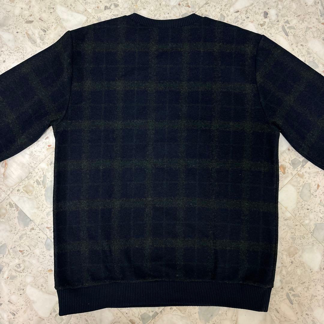 A.P.C. Mメンズ クルーネック　ウール　長袖スウェット　チェック　紺 緑
