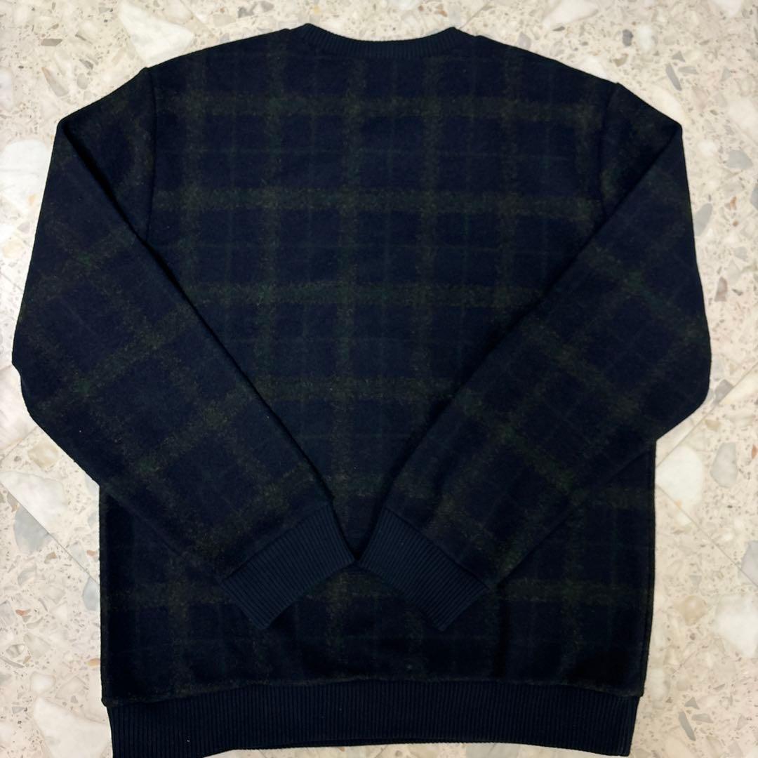 A.P.C. Mメンズ クルーネック　ウール　長袖スウェット　チェック　紺 緑