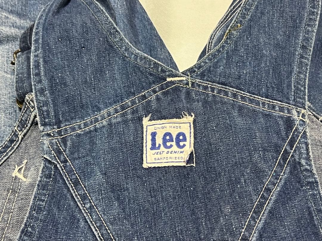 50s Lee 91sb ロングL ジェルトデニム オーバーオール 濃紺