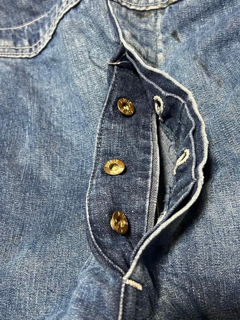 50s Lee 91sb ロングL ジェルトデニム オーバーオール 濃紺