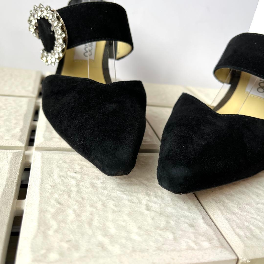 訳あり 36 ジミーチュウ　ミュール　サンダル　黒　ビジュー　23