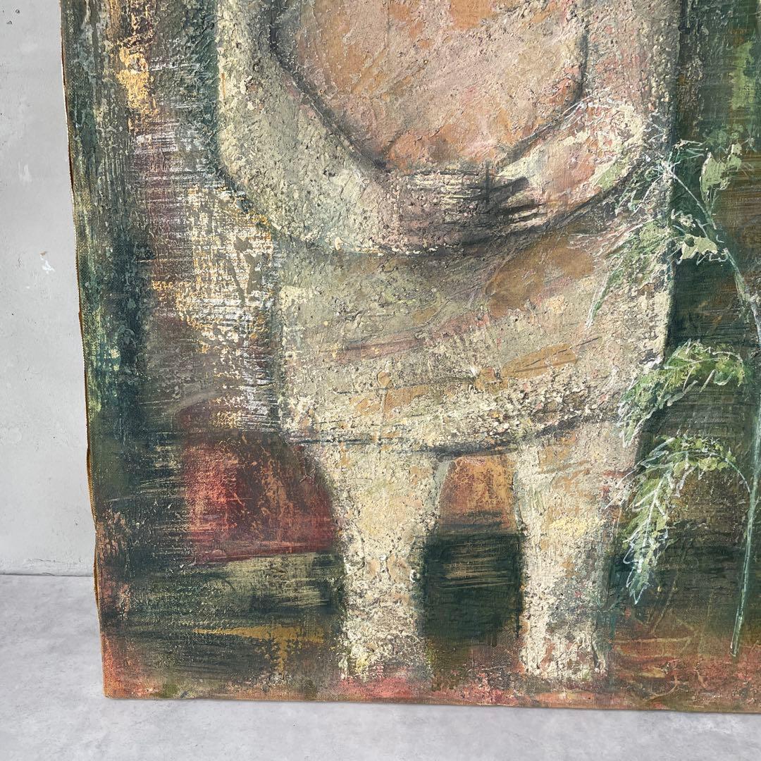 木製フレーム　キャンバス　油彩画　抽象画　人物　ヴィンテージ　画家　作家　手描き