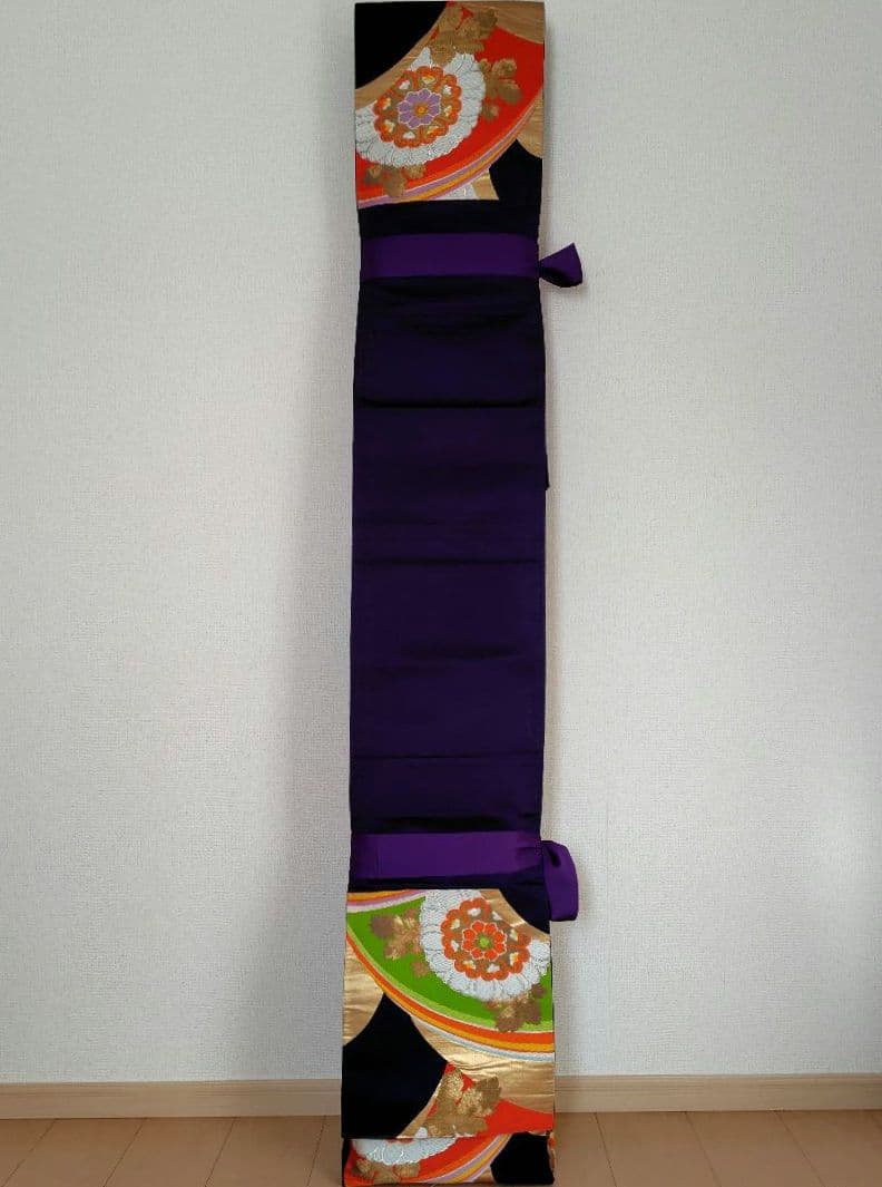 お琴カバー【紫】着物帯 ゆたん油単ハンドメイド 和楽器 正絹 袋帯 生田流山田流