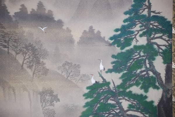 真作/天泉/蓬来山図/桐共箱二重箱付/布袋屋掛軸HC-746