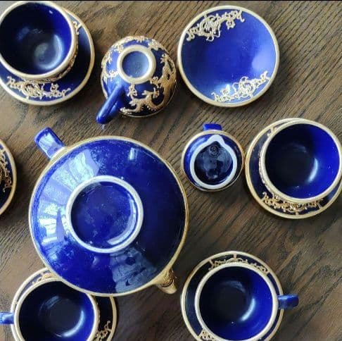 中国骨董唐物最高級品中国宮廷茶道具13点セット琉璃釉金絲象嵌龍乾隆帝愛用した物