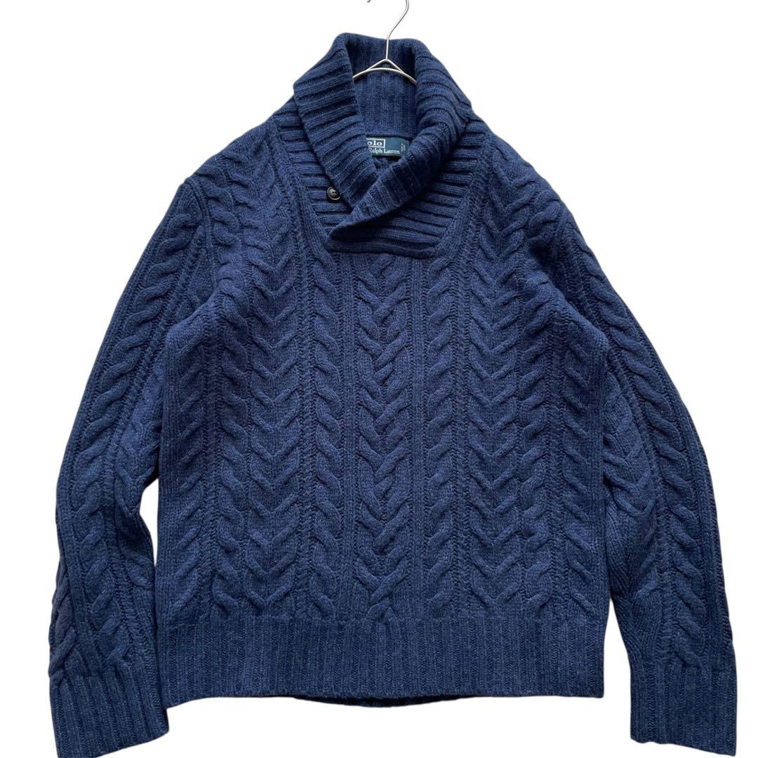希少/超美品　ポロラルフローレン　M アンゴラ　ケーブルニット　ショール　ヘチマ