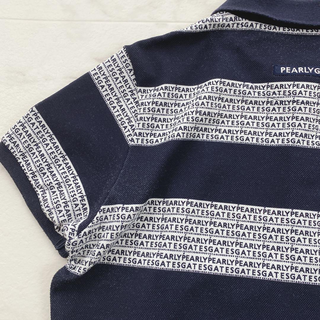 パーリーゲイツ 2021年モデル ボーダーロゴ ポロシャツ 刺繍　ゴルフウェア