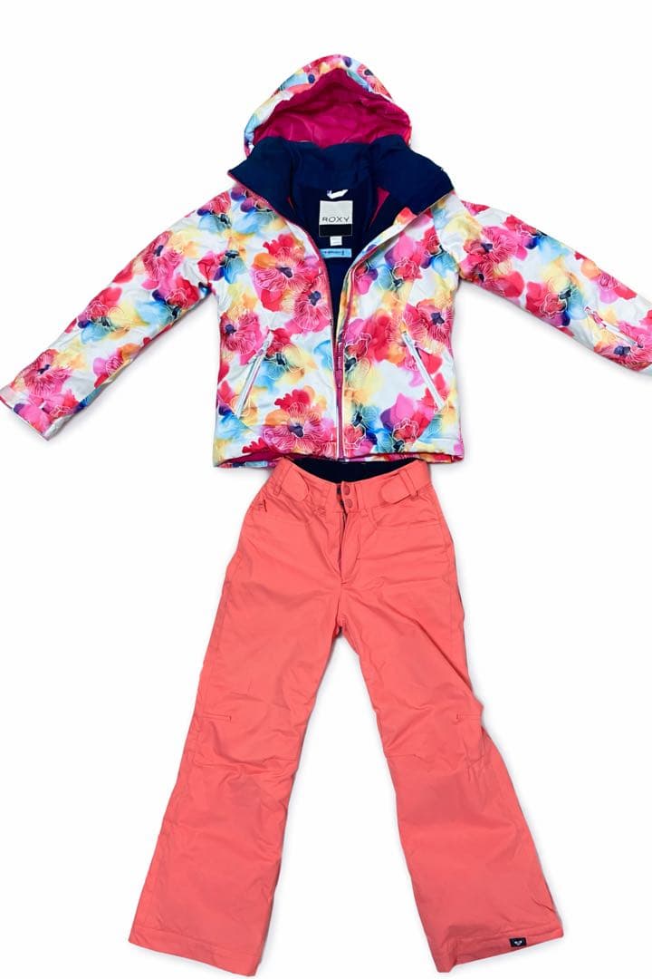 ROXY キッズ スノーウェア上下セット 130cm-140cm※グローブ付