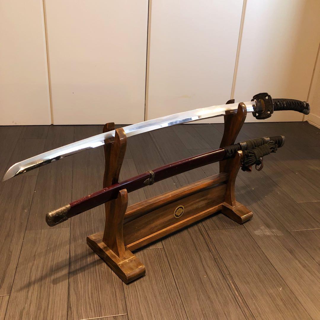 高級模造刀　日本軍拵え　居合刀　樋入刀身　合金刀身　朱拵え　重みあり