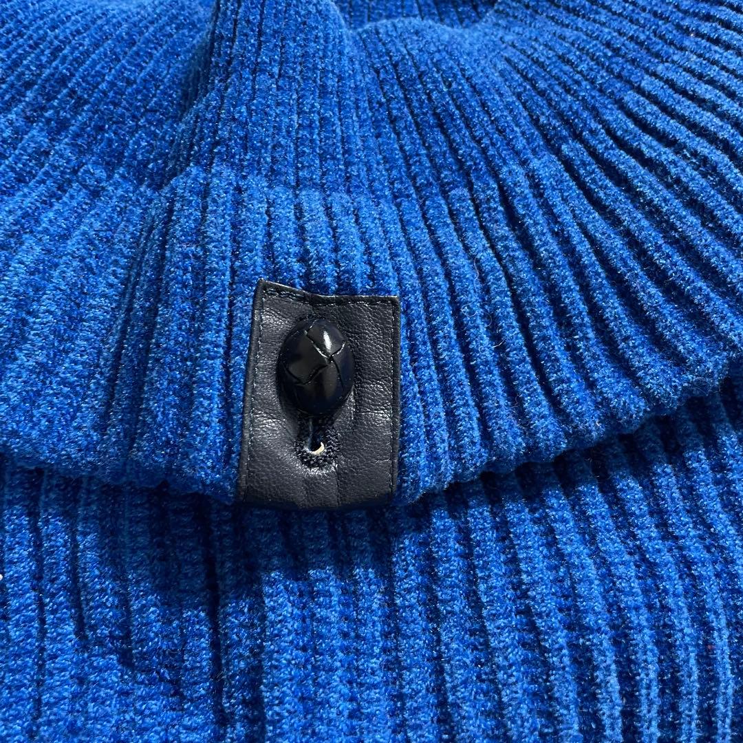 イッセイミヤケ 筆タグ ニット セーター レザー ジップ アーカイブ ブルー