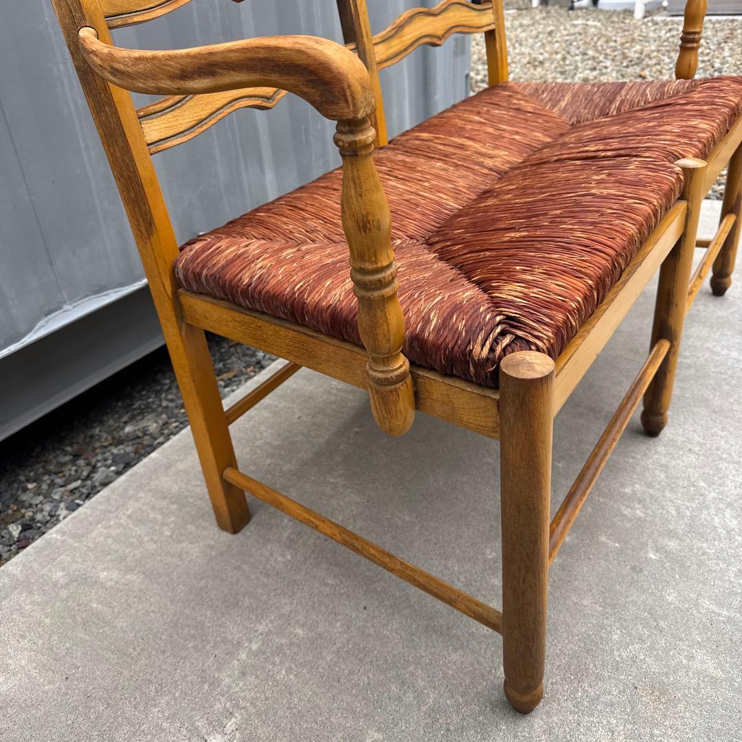 フランスアンティーク ダブルベンチ フレンチシャビー ヴィンテージ ブナ材