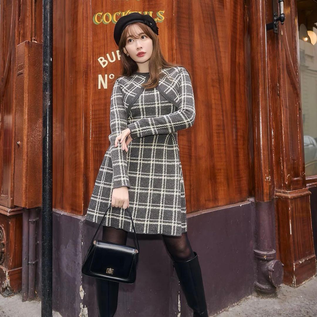 ワンピース Her lip to Pantheon Checked Knit Dress S