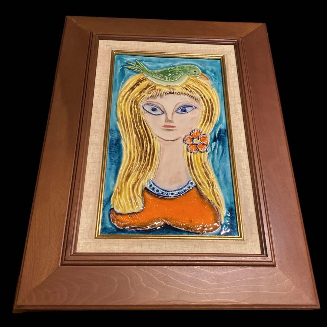 ヴィンテージ SEYEI / セーエー陶器　セーエードリーム　乙女と鳥のオブジェ