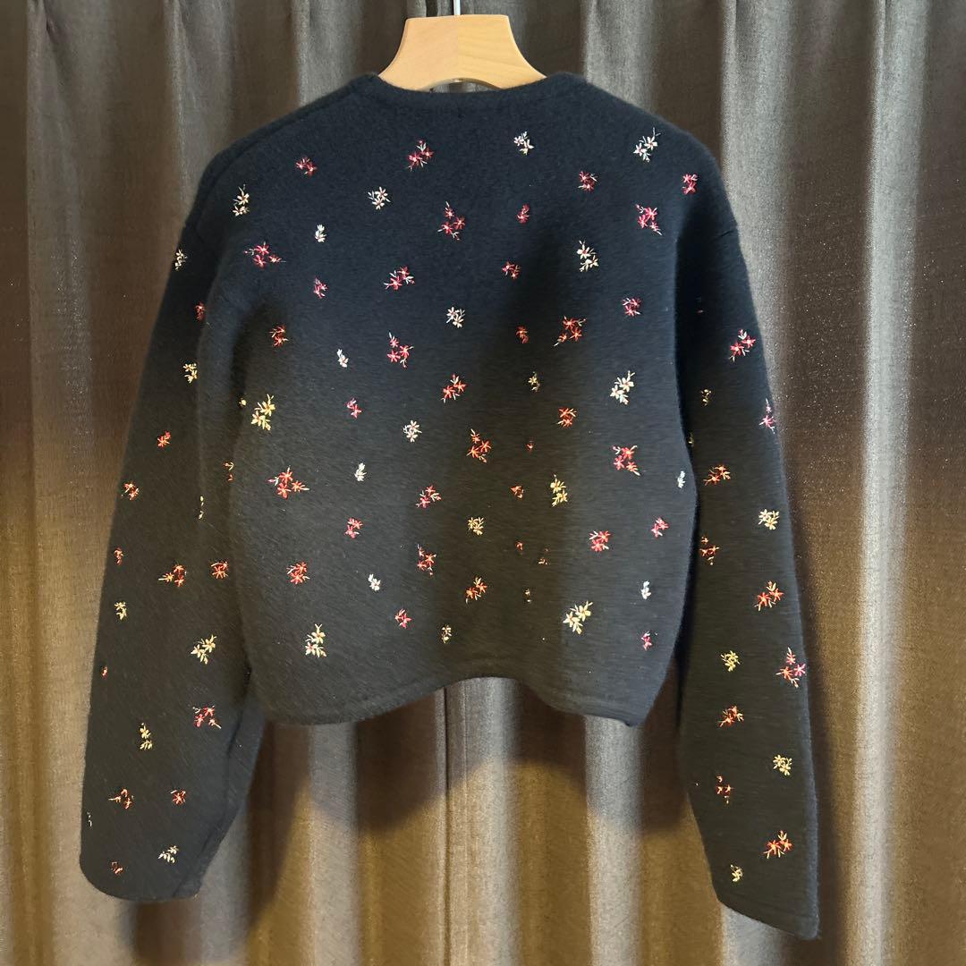 CREDONA｜ウールブレンド ブークレ フラワー 刺繍 ニット ジャケット