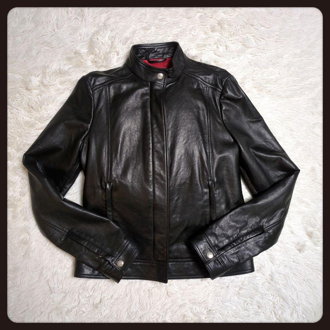 【入手困難・美品】グッチ☆レザージャケット ラムレザー LL ブラック×レッド