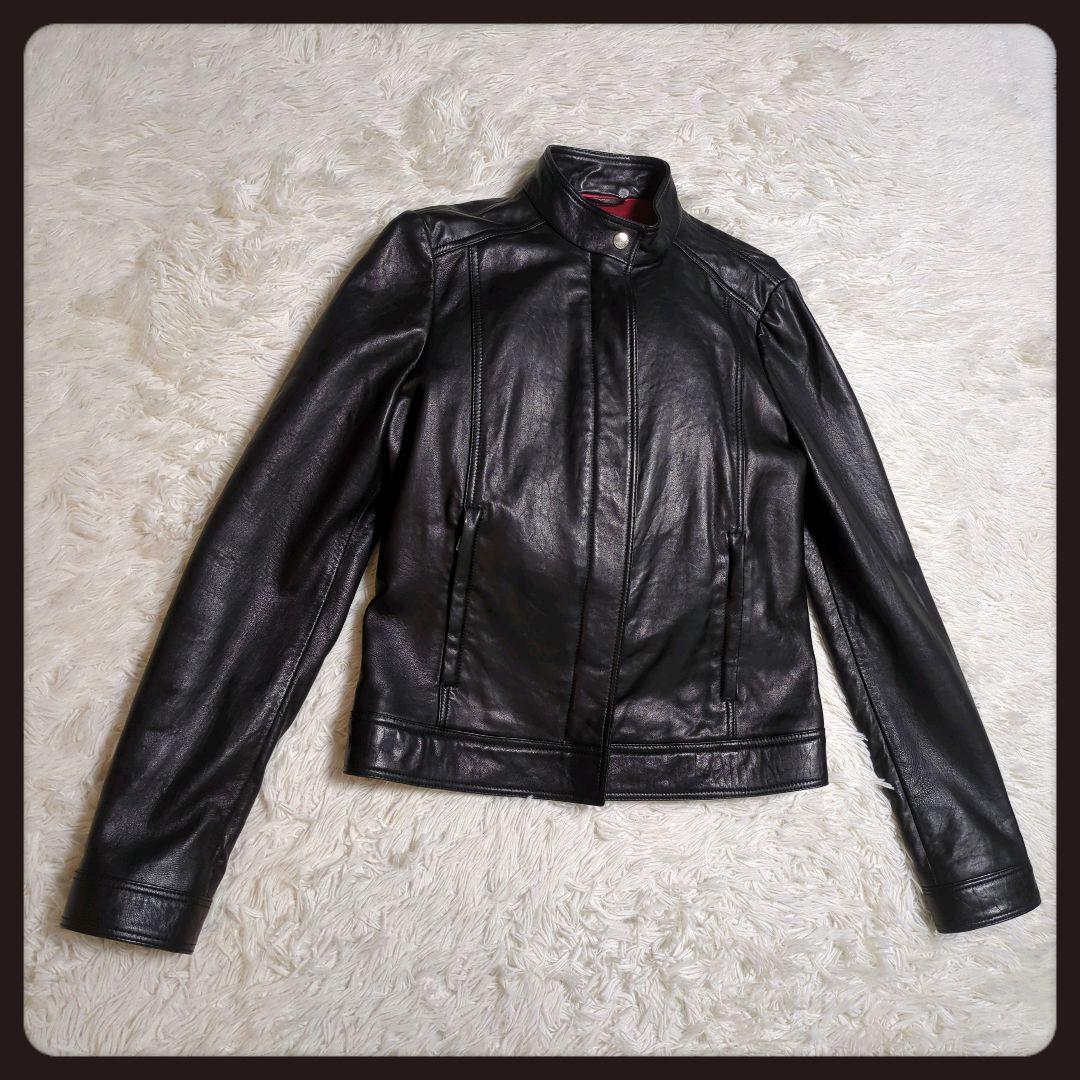 【入手困難・美品】グッチ☆レザージャケット ラムレザー LL ブラック×レッド