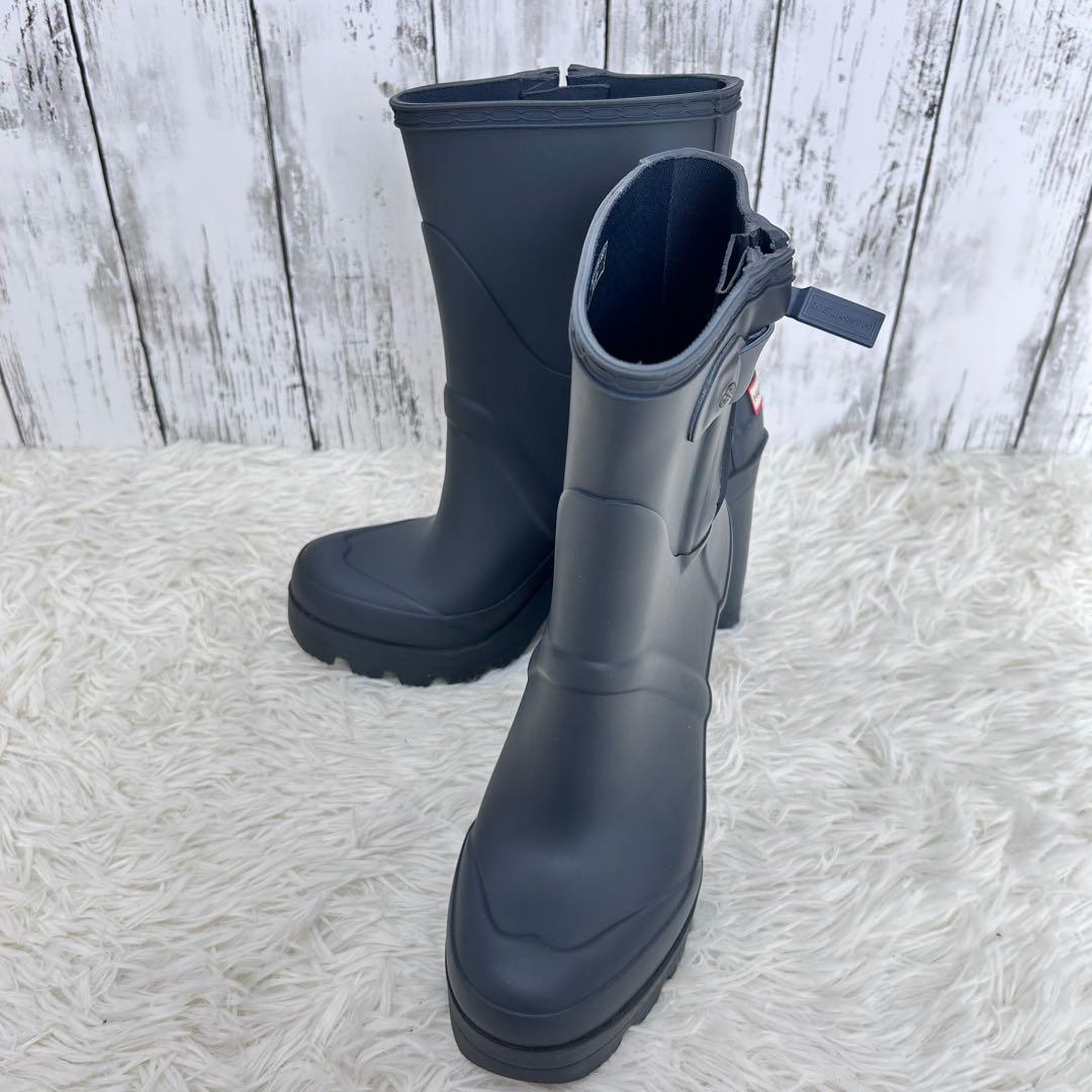 【HUNTER】レインシューズ【24cm】ダークグレー　ミドル丈　US7