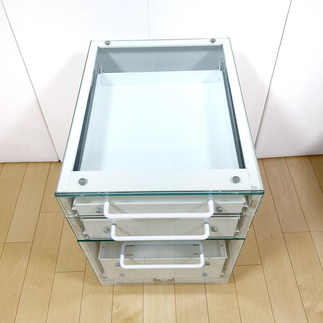 東馬　TOHMA ガラスワゴン　キャビネット　強化ガラス　希少　ホワイト