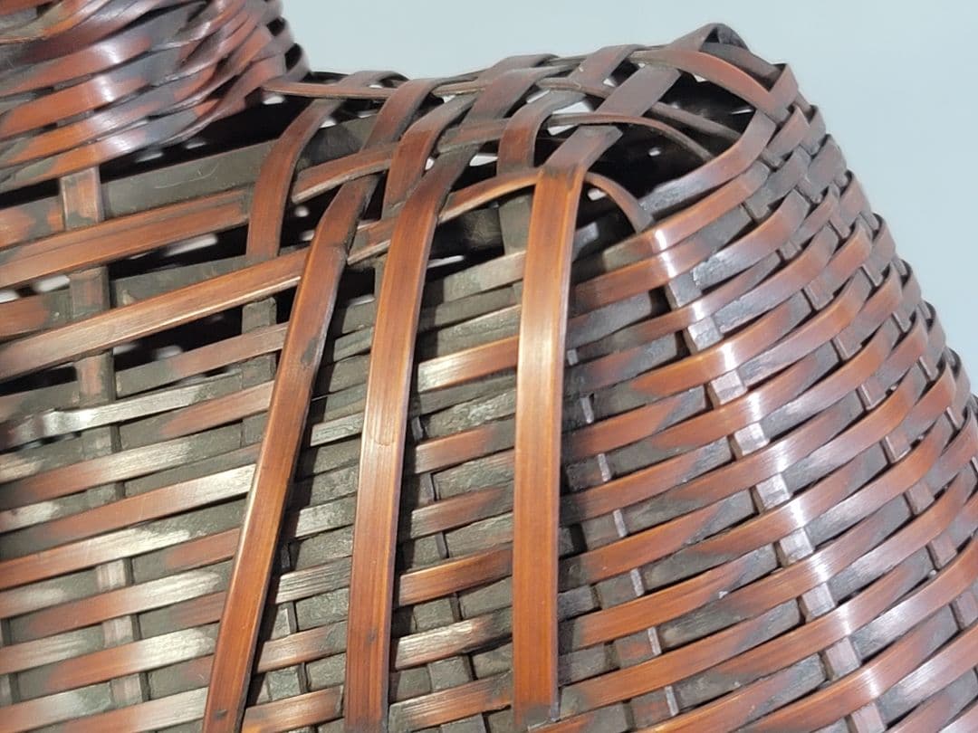 DT532 竹籠 花生 三件 在銘 作家物