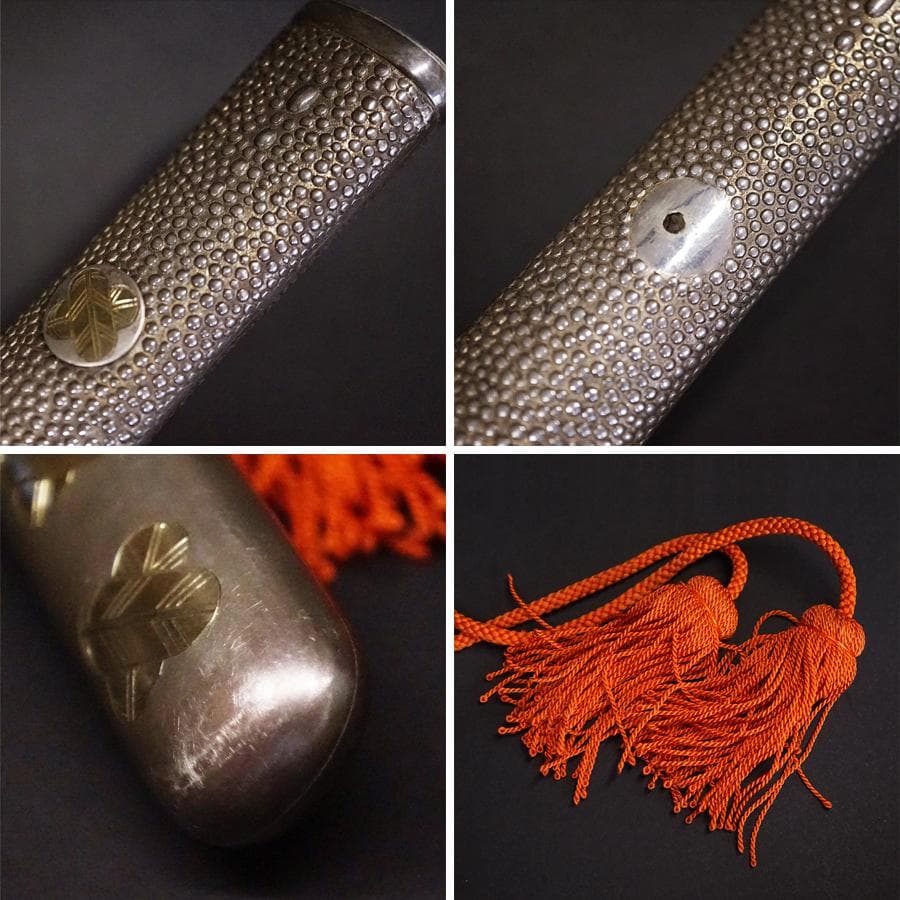 純銀 短刀 日本刀 刻印 家紋 守り刀 縁起物 時代 骨董 294g 古美術品