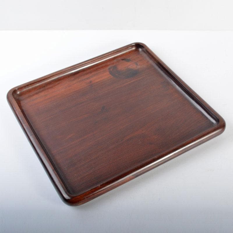 中国　唐木紫檀製　無垢刳り貫き　煎茶盆　香盆　M　R4359B