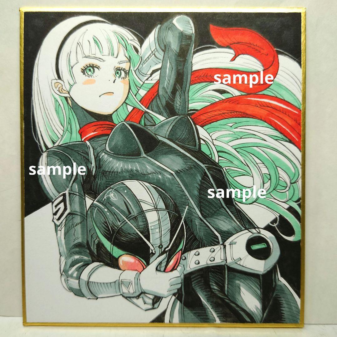 【手描きイラスト 069】オリジナル原画色紙 コピック 「ガールズライダー」