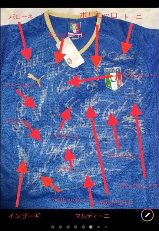 デルピエロ　ブッフォン　マルディーニ　カンナバーロ　他　直筆サイン　イタリア代表