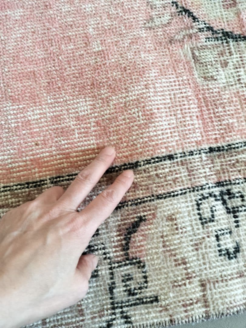 大判/パステルピンクの上品シノワズリラグ　No.745