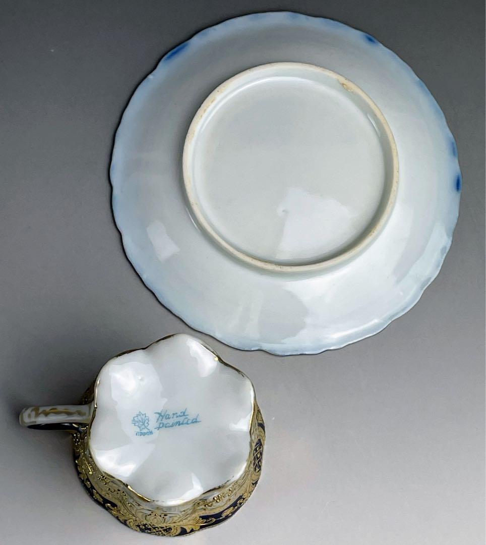 【美品】オールドノリタケ 金盛り カップ＆ソーサー 金彩 メープルリーフ