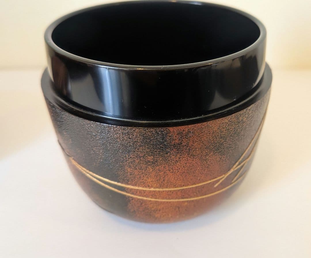 『松葉蒔絵』錆塗大棗　茶道具 川端近左　共箱　二重箱　表千家裏千家千利休