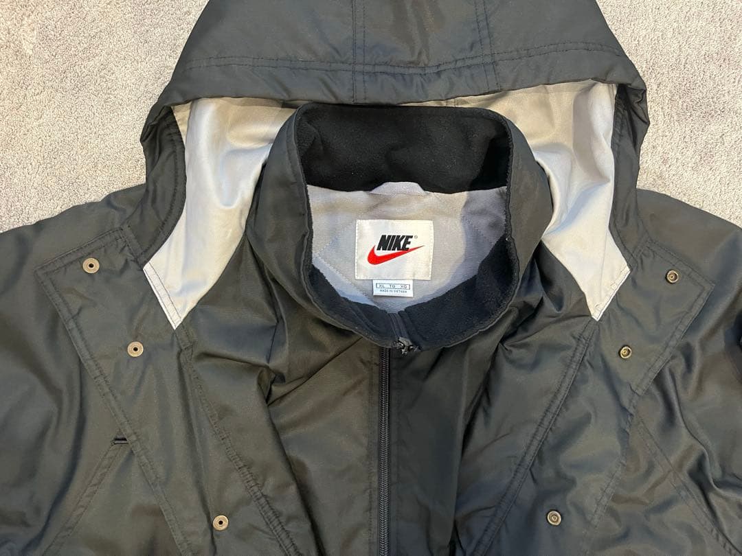 90s Nike 銀タグ フード付きナイロンジャケット XL ブラック