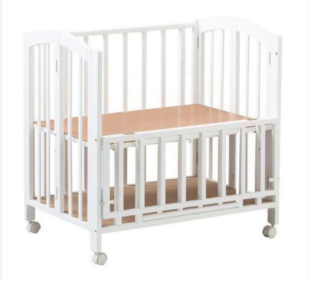 カトージ ハイタイプミニベビーベッド 白 折りたたみ 60×90cm 廃盤品