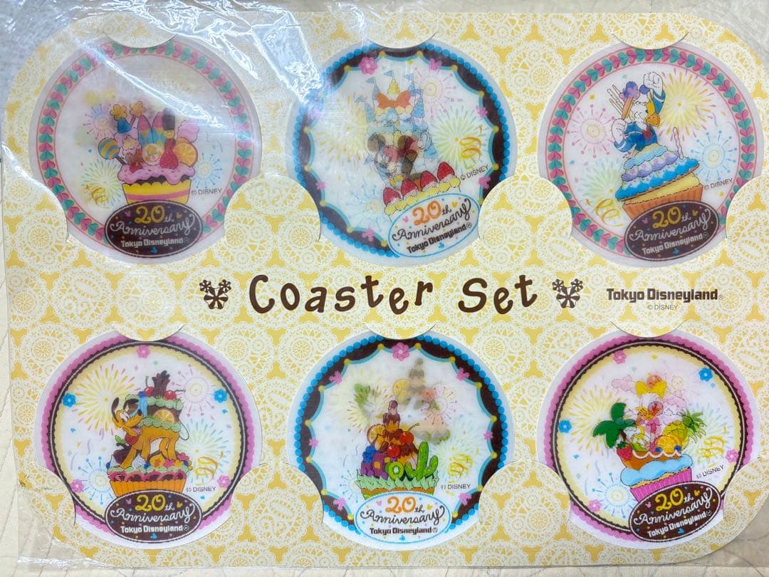 ★新品未開封★東京ディズニーランド 20周年 グッズ コースターセット 6枚