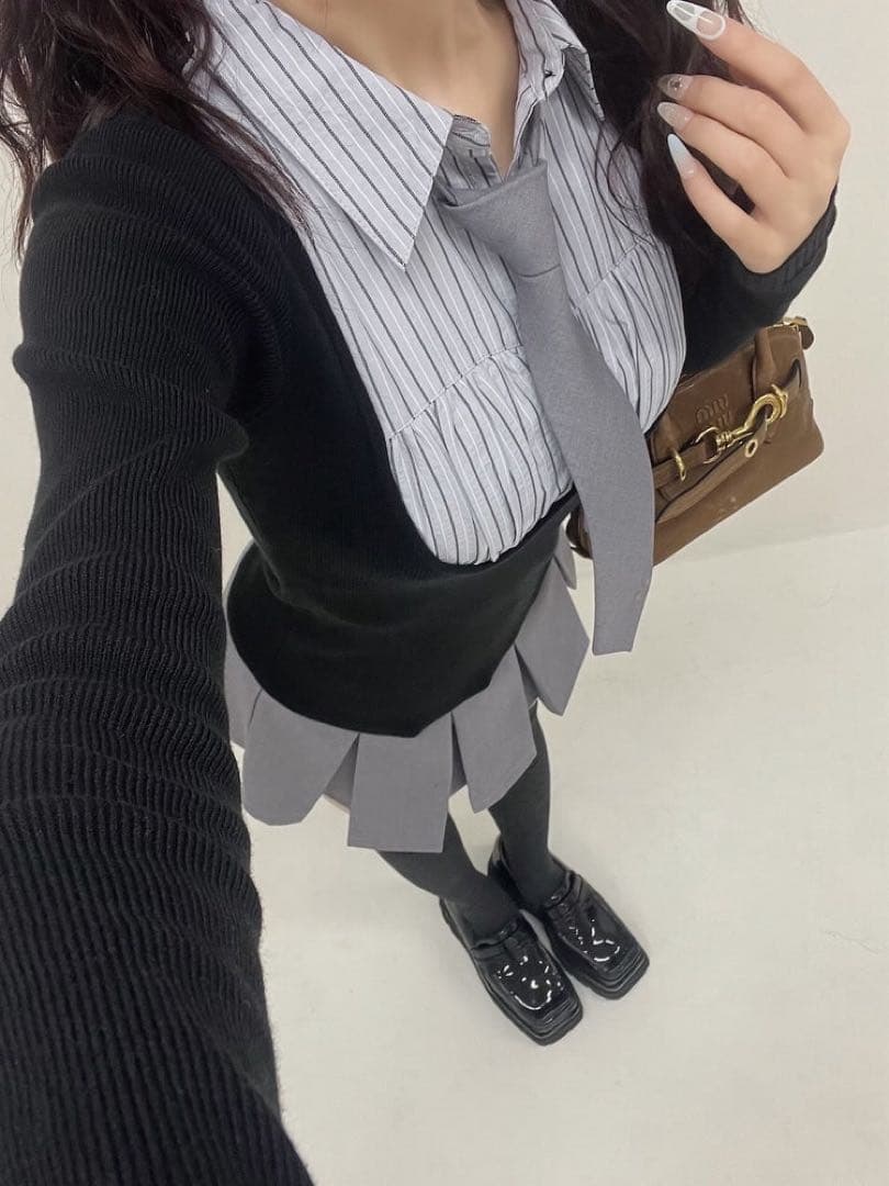 darich シャツドッキングニットミニワンピース ブラック ダーリッチ フリー