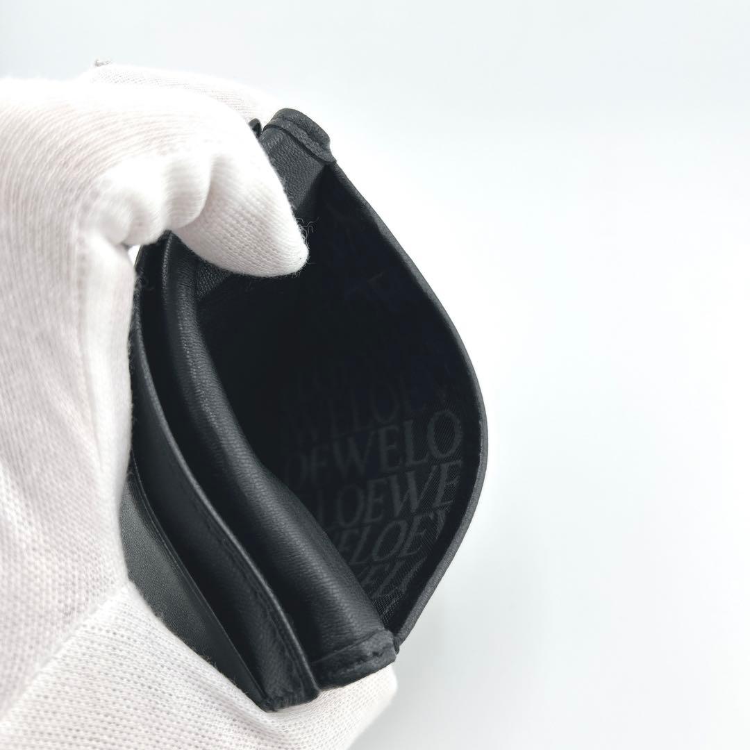 極美品✨　ロエベ　名刺入れ　カードケース　アナグラム　本革　レザー　ビジネス　黒