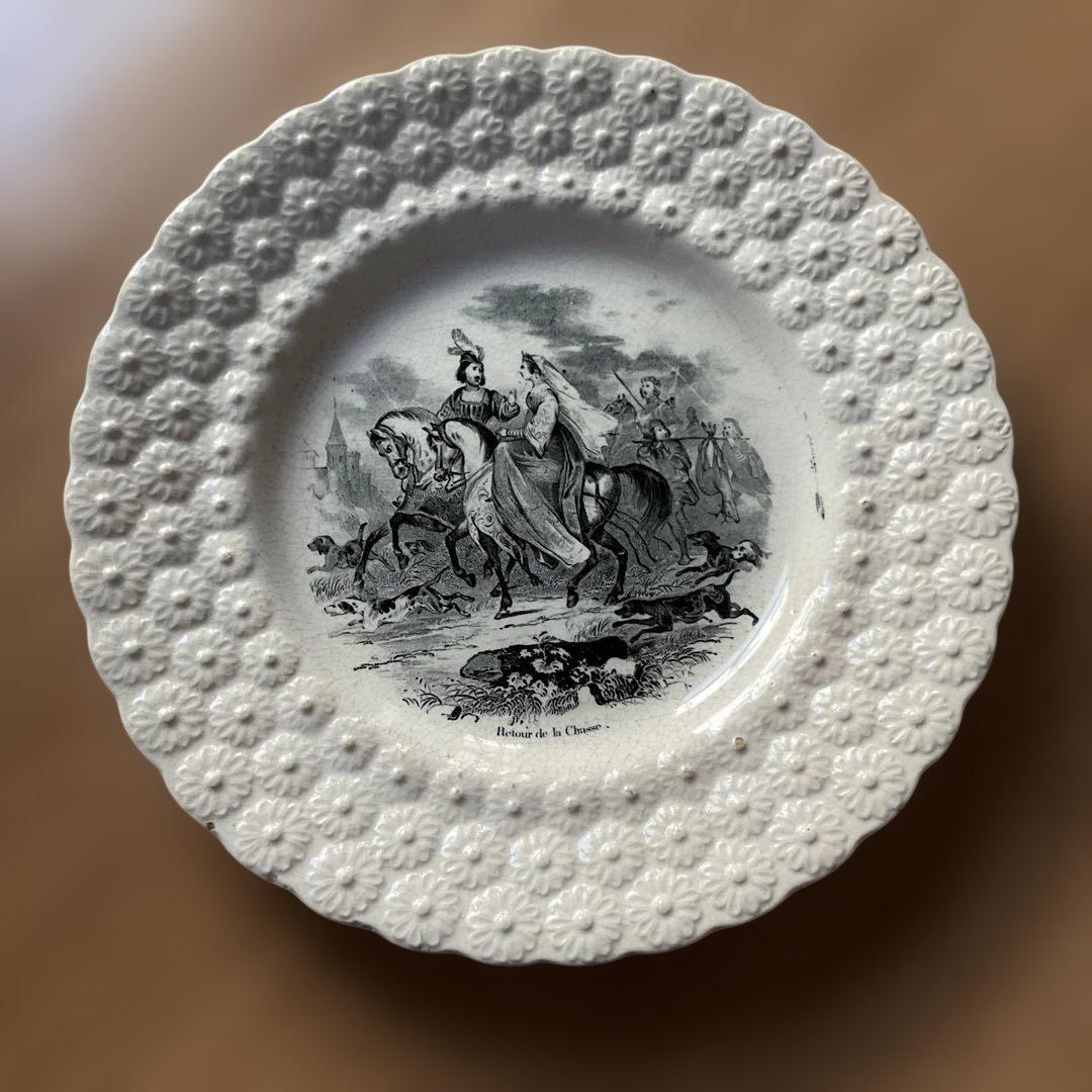 アンティーク プレート ボッホフレール ベルギー 狩の帰来