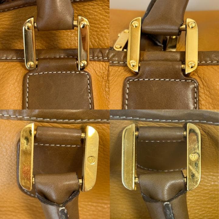 LOEWE ロエベ アナグラム レザー ボストンバッグ ブラウン系 50cm