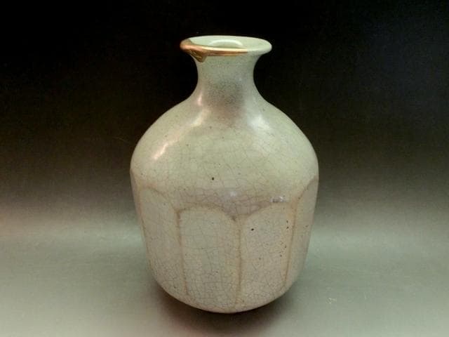 花瓶■李朝白磁貫入面取瓶 金継ぎ直し 花器 古玩 唐物 中国 時代物 骨董品■